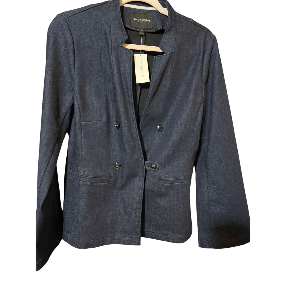 Banana Republic Womens Dark Denim Double Breasted Blazer Jacket - Size 6